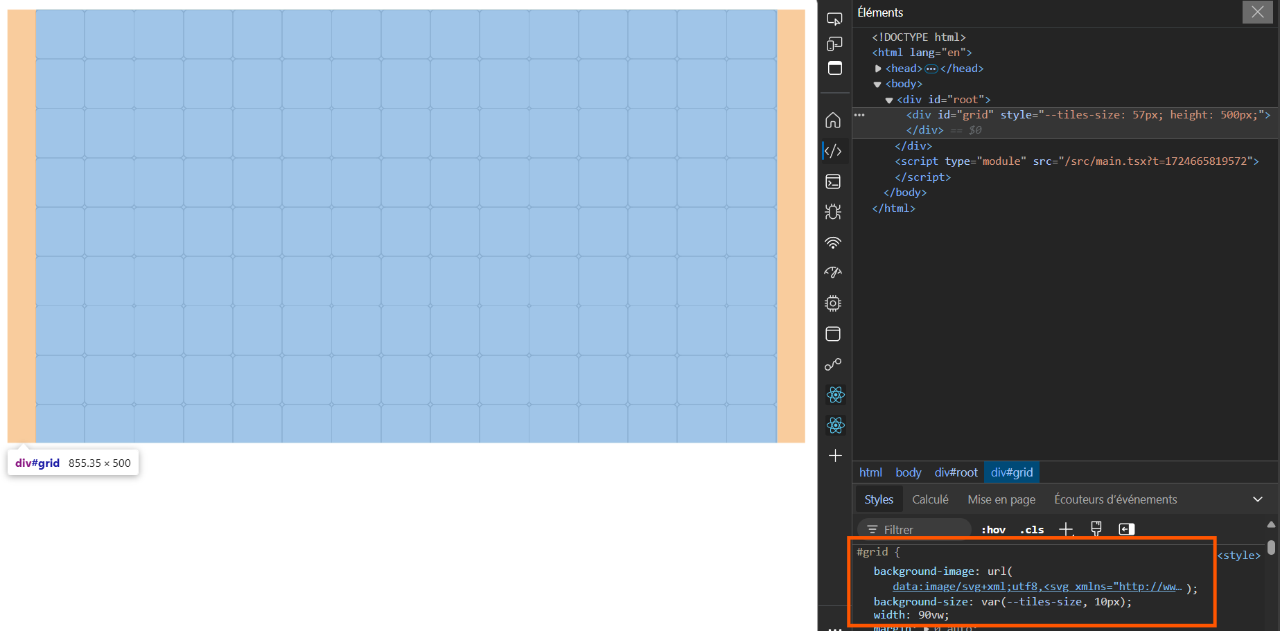 La grille en un unique élément