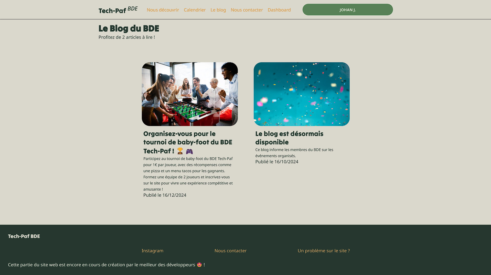 Page d'un article de blog