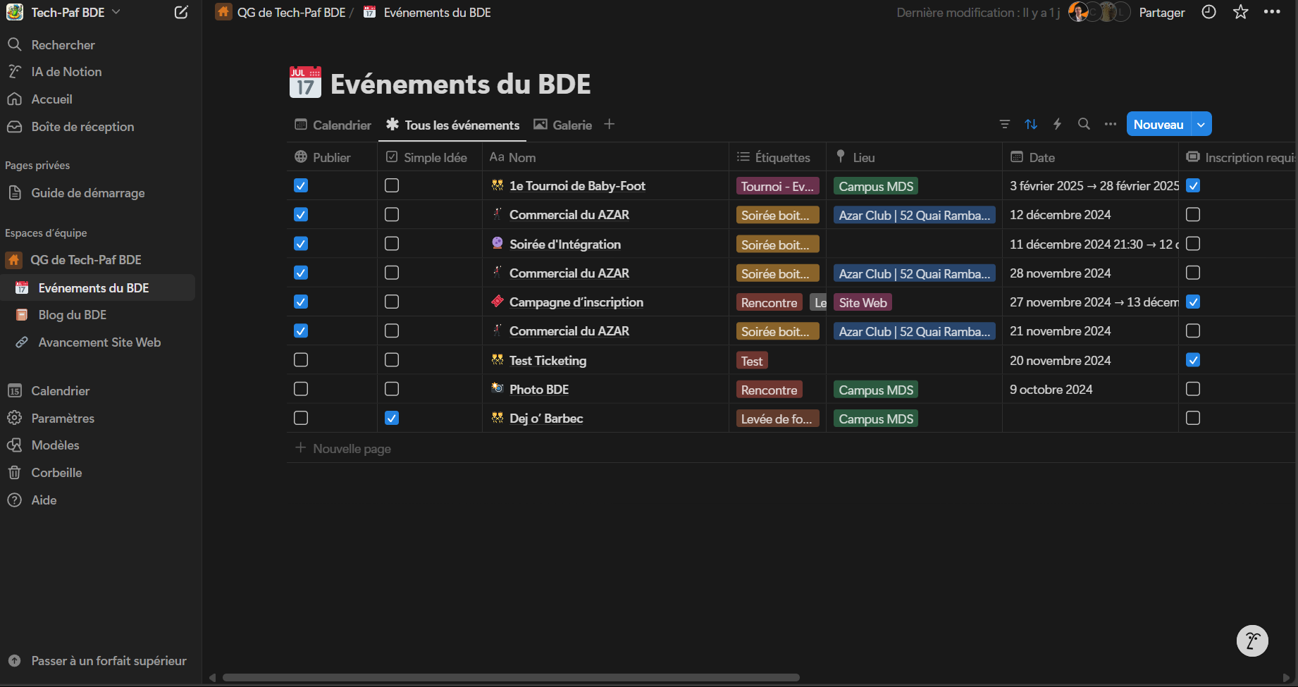 Espace Notion utilisé comme CMS